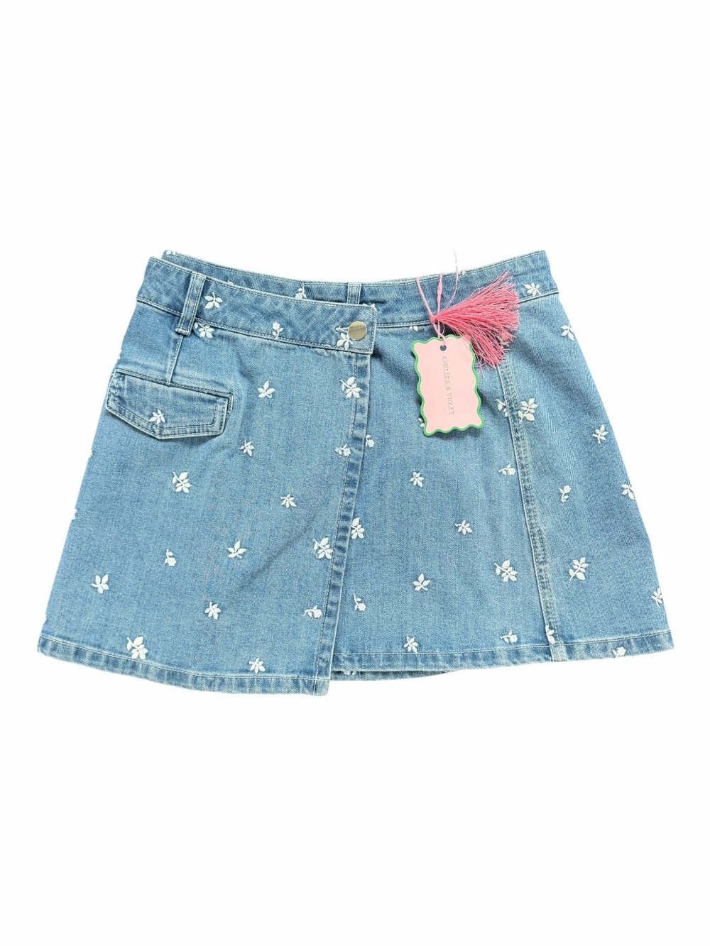Chelsea & Violet Embroidered Denim Mini Skirt NWT Size 28 - Picture 6 of 14